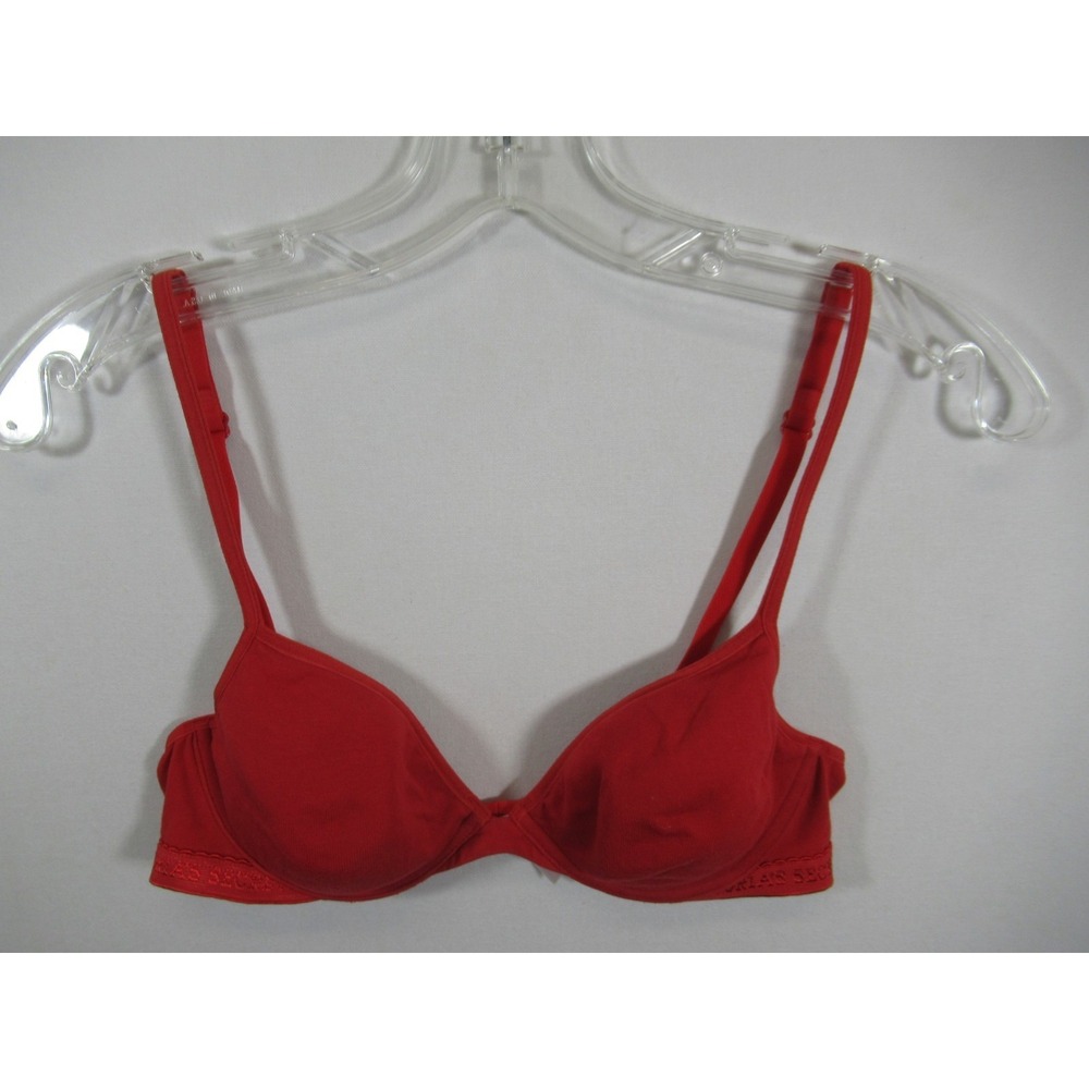 Vintage Y2K Victoria's Secret Cotton Blend Bra 34B Red Underwire Lightly Lined